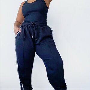 PrettyLittleThing Black Track Pants with Drawstring Waist
